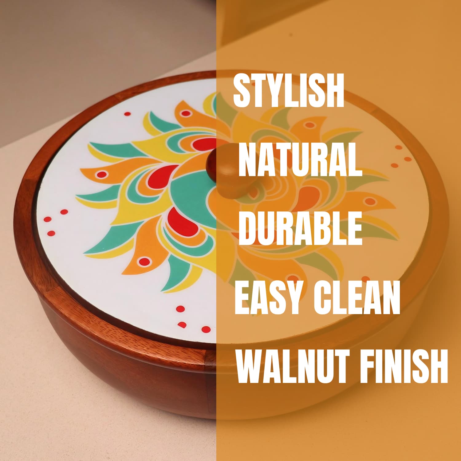 Best Wooden Chapati box online India Rangoli Edition features